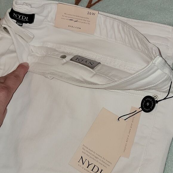 NYDJ Womens White Ankle Skinny Jeans Plus Size 26W Lift Tuck Technology - Picture 6 of 10